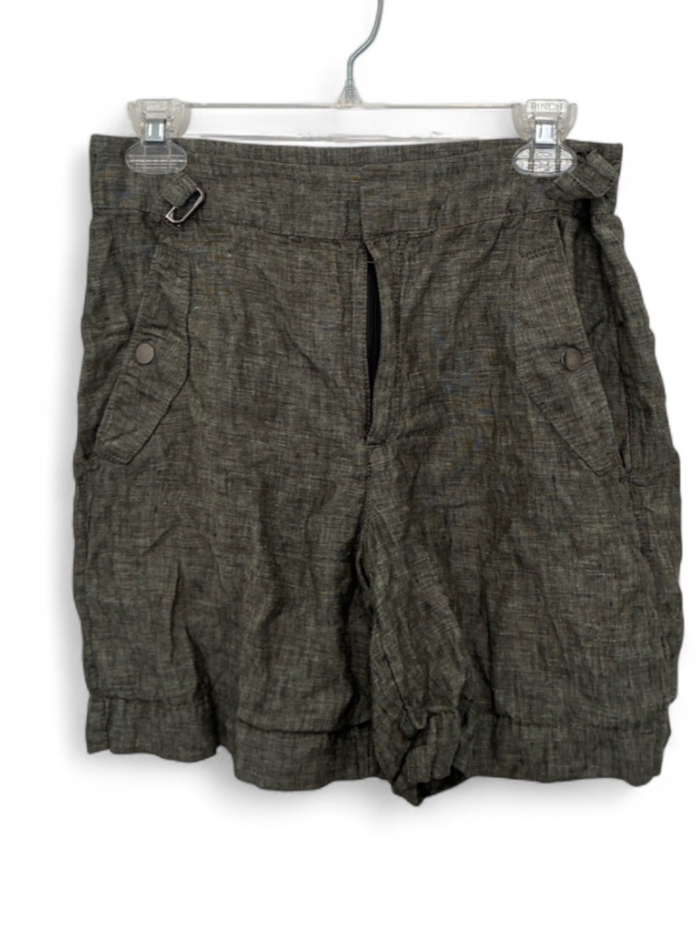 Athleta Voyager Gray Green Casual Linen Shorts